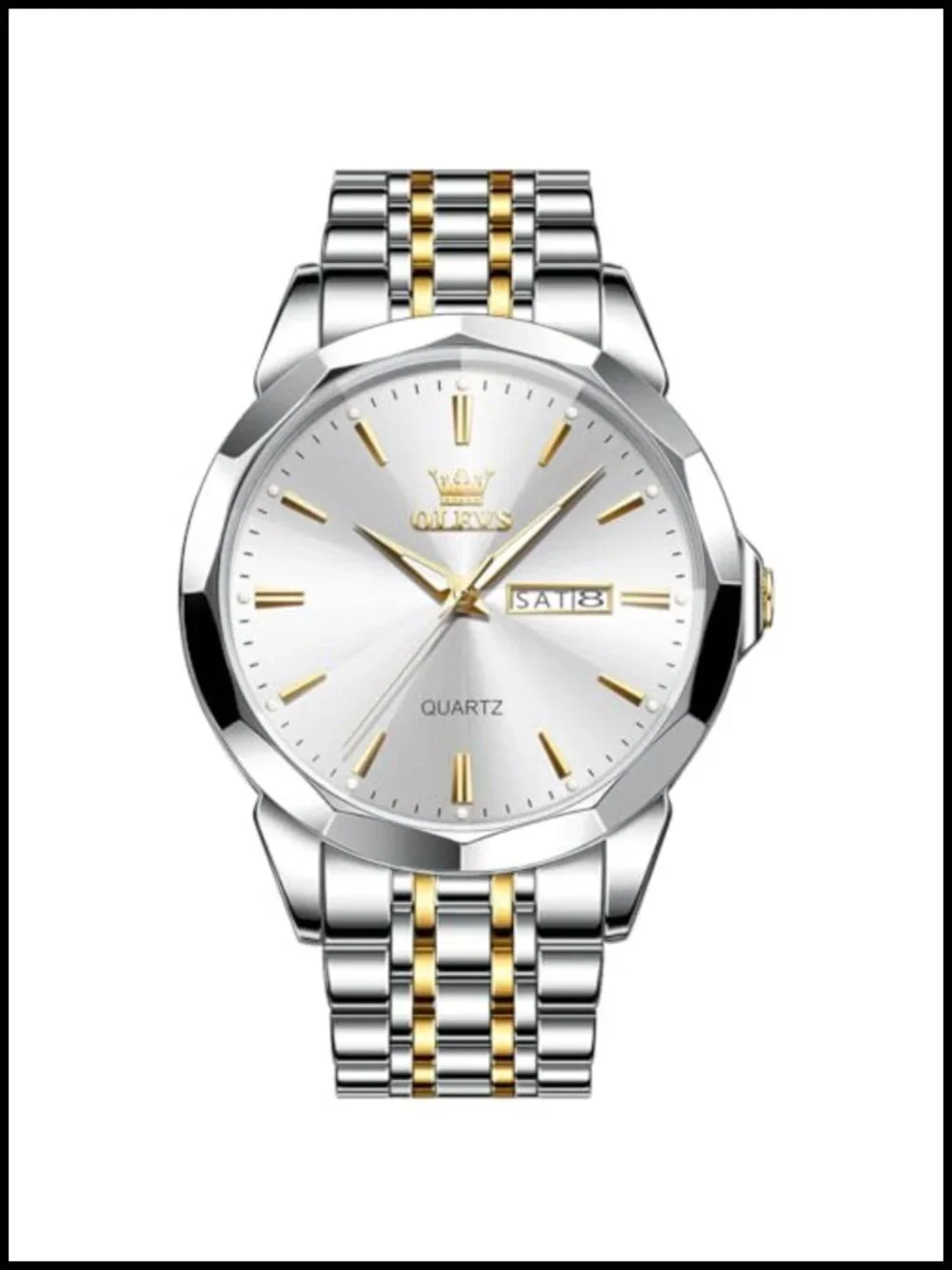 Men's Diamond Analog Dress Watch Stainless Steel Waterproof Luminous Date